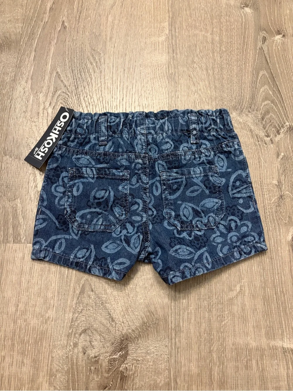 OshKosh B'gosh Baby Girl Floral Denim Shorts - Dark Wash- NWT